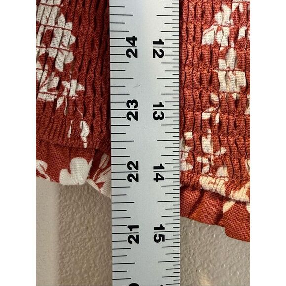 NWT House of Harlow 1960 Linen Spaghetti Strap Terracotta Smock Crop Top Medium - Picture 8 of 10